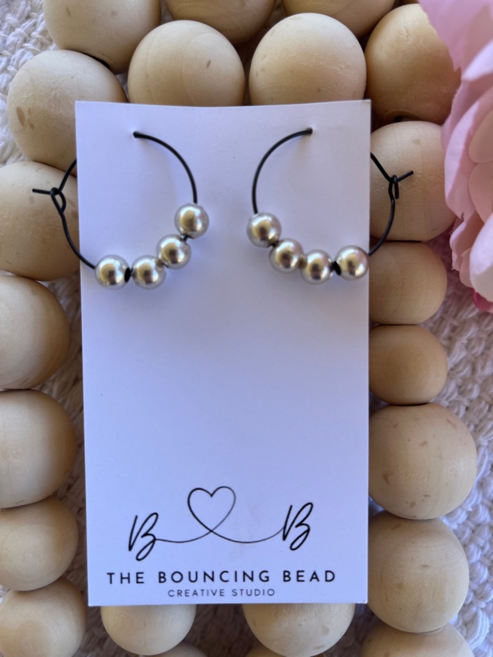 The Bouncing Bead Silver Beaded Hoop Earrings